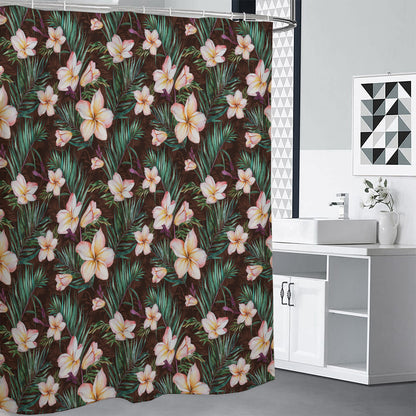 Tropical Frangipani Flower Print Shower Curtain