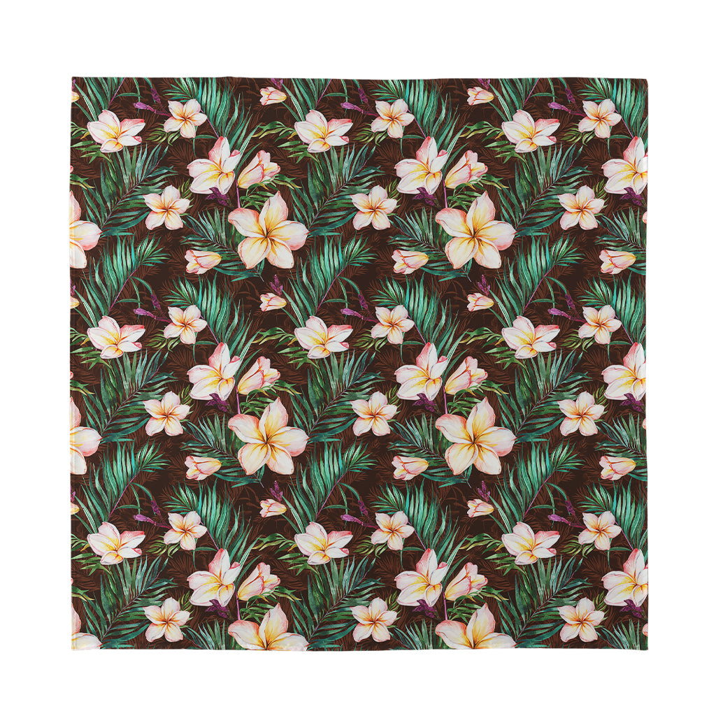 Tropical Frangipani Flower Print Silk Bandana