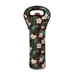 Tropical Frangipani Flower Print Single Neoprene Wine Tote