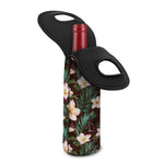Tropical Frangipani Flower Print Single Neoprene Wine Tote