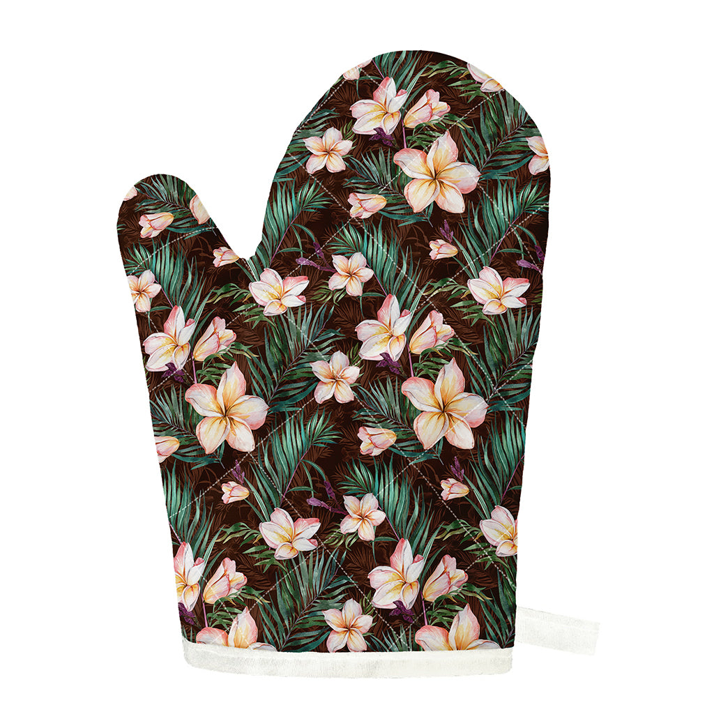 Tropical Frangipani Flower Print Single Oven Mitt