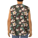 Tropical Frangipani Flower Print Sleeveless Baseball Jersey