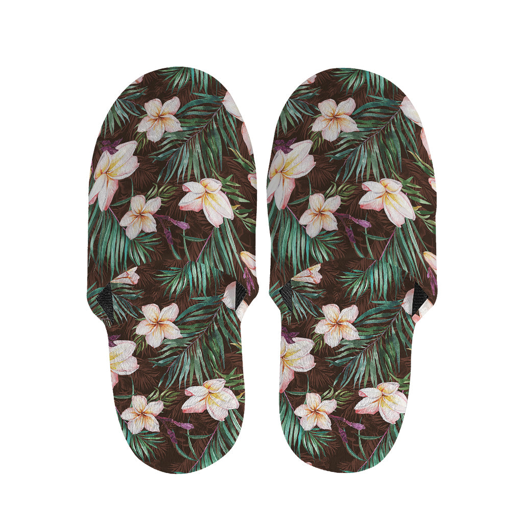 Tropical Frangipani Flower Print Slippers