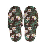 Tropical Frangipani Flower Print Slippers