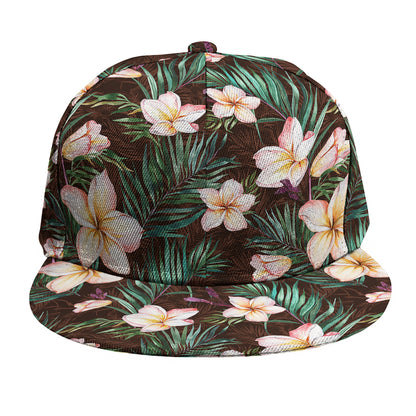 Tropical Frangipani Flower Print Snapback Cap