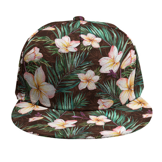 Tropical Frangipani Flower Print Snapback Cap