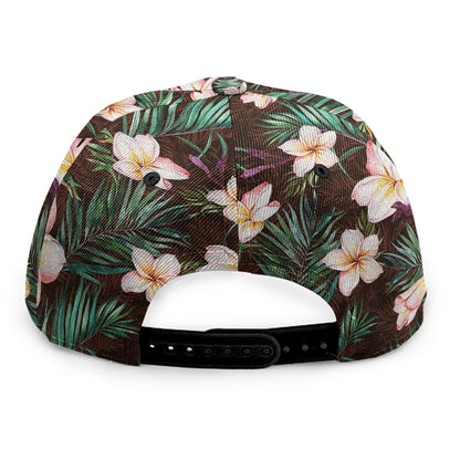 Tropical Frangipani Flower Print Snapback Cap