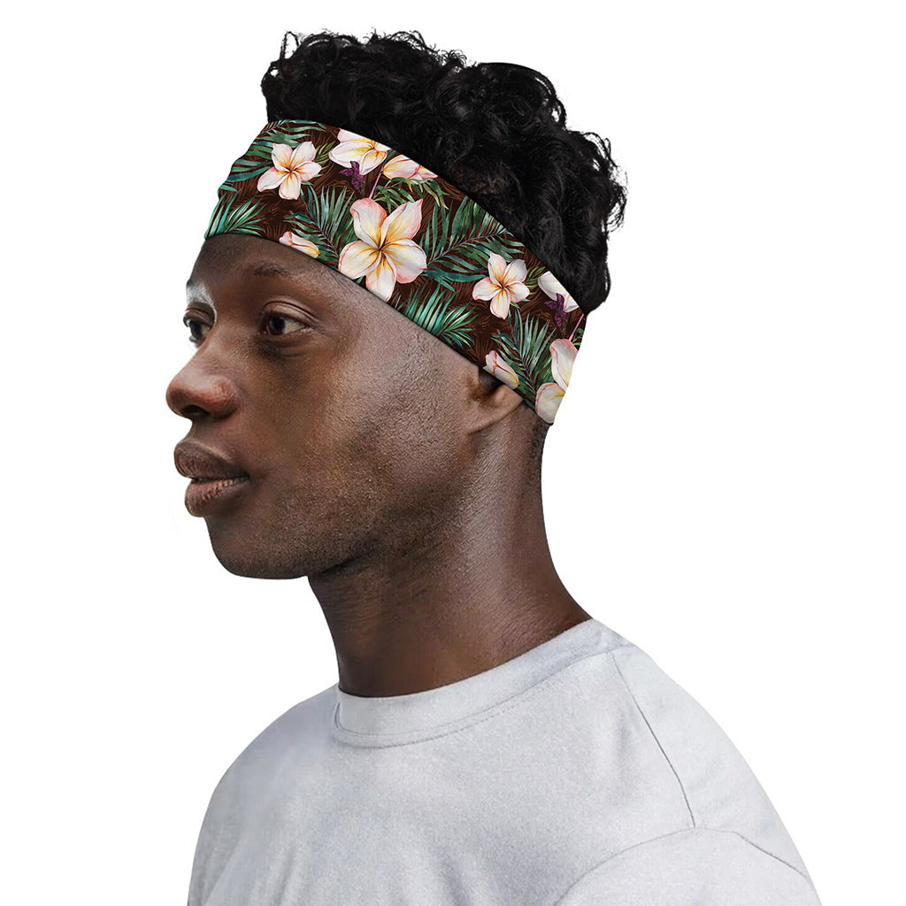 Tropical Frangipani Flower Print Sports Headband