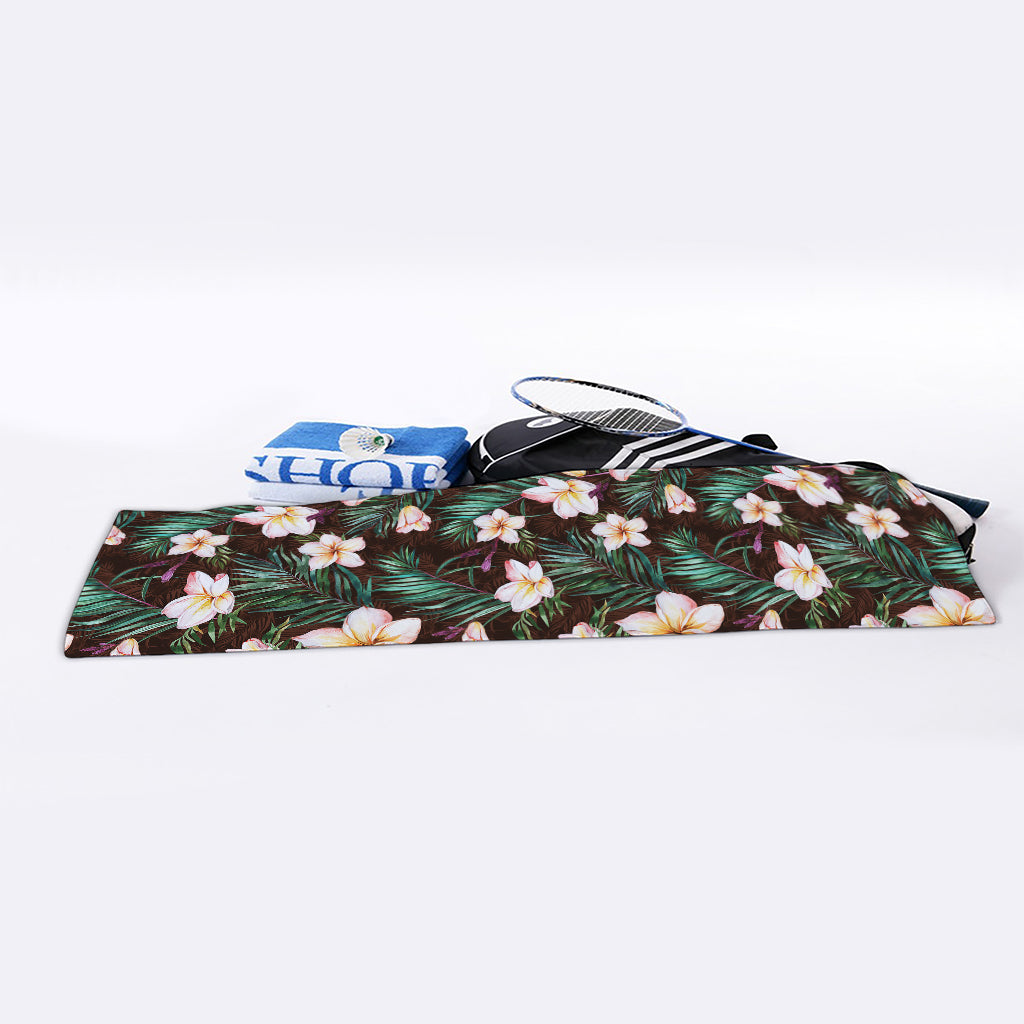 Tropical Frangipani Flower Print Sports Towel
