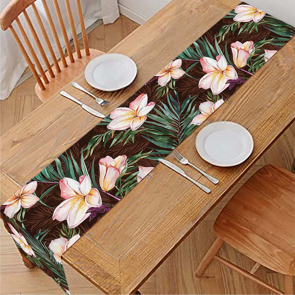 Tropical Frangipani Flower Print Table Runner
