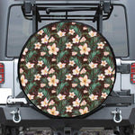 Tropical Frangipani Flower Print Tire Cover