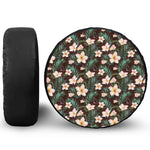 Tropical Frangipani Flower Print Tire Cover