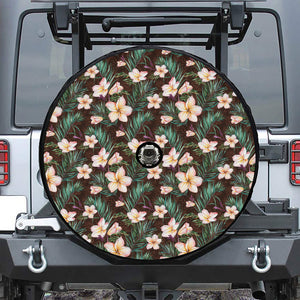 Tropical Frangipani Flower Print Tire Cover With Camera Hole