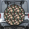 Tropical Frangipani Flower Print Tire Cover With Camera Hole