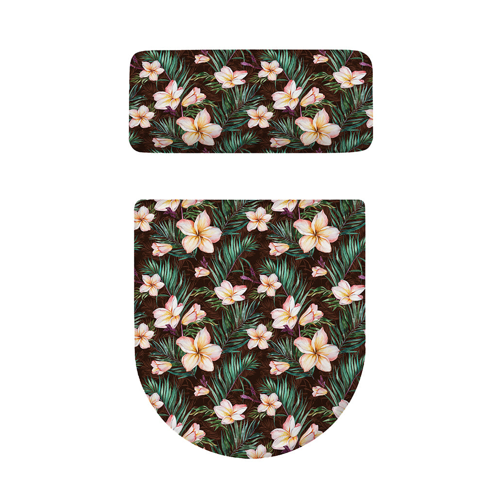 Tropical Frangipani Flower Print Toilet Lid And Tank Cover Set