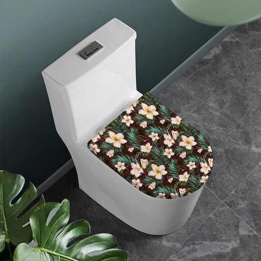 Tropical Frangipani Flower Print Toilet Lid Cover