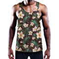 Tropical Frangipani Flower Print Men's Workout Tank Top