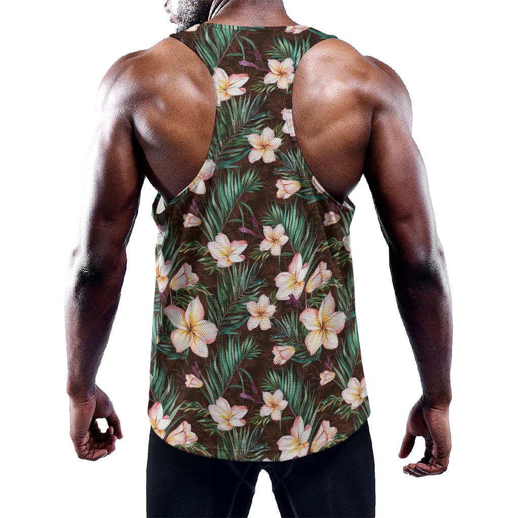 Tropical Frangipani Flower Print Training Tank Top