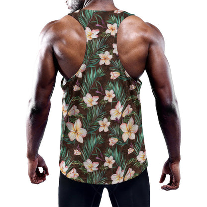 Tropical Frangipani Flower Print Training Tank Top