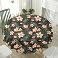 Tropical Frangipani Flower Print Waterproof Round Tablecloth