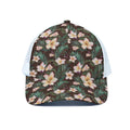 Tropical Frangipani Flower Print White Mesh Trucker Hat