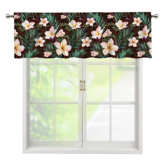 Tropical Frangipani Flower Print Window Valance
