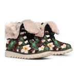 Tropical Frangipani Flower Print Winter Boots