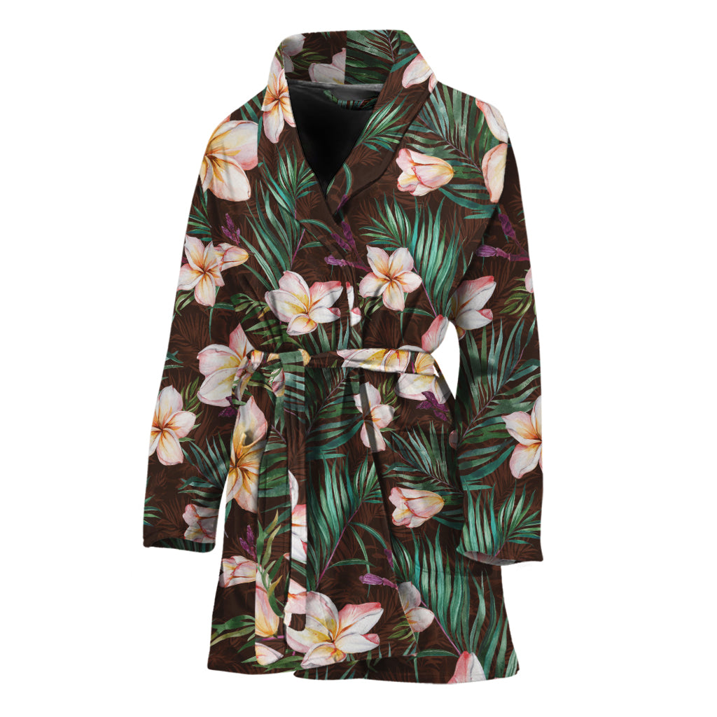 Tropical Frangipani Flower Print Women's Bathrobe