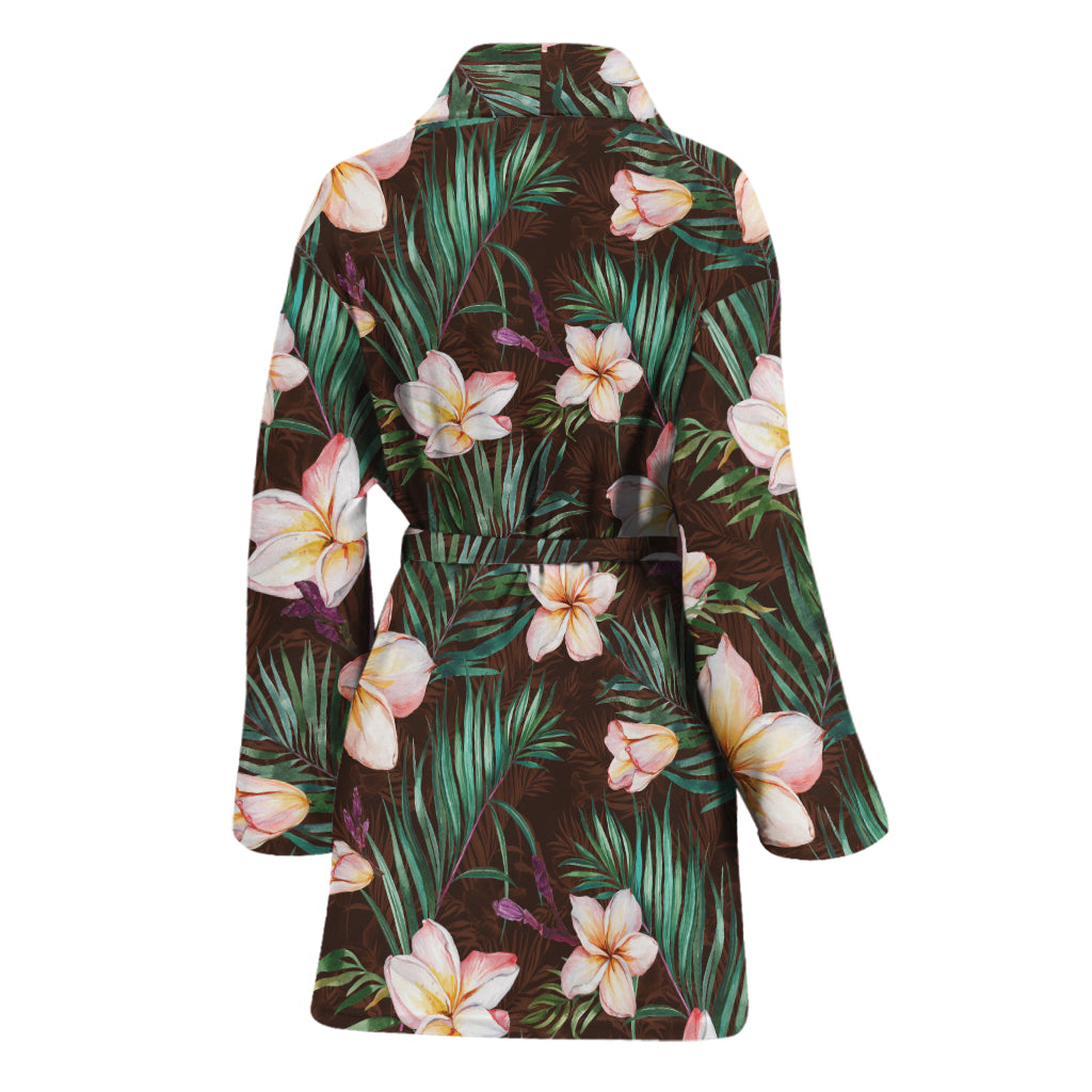 Tropical Frangipani Flower Print Women's Bathrobe