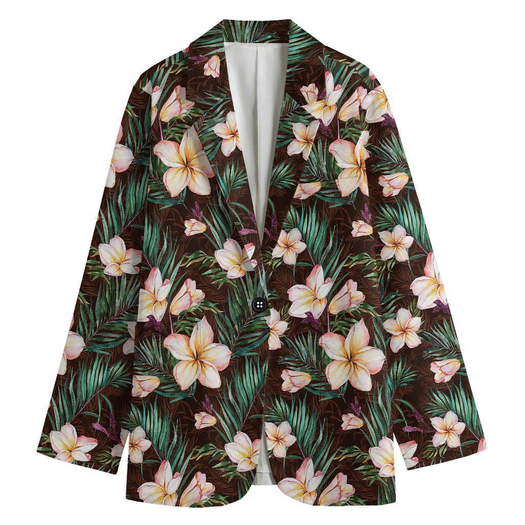 Tropical Frangipani Flower Print Women's Blazer