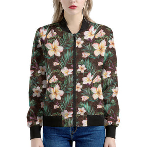 Tropical Frangipani Flower Print Women's Bomber Jacket