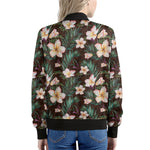 Tropical Frangipani Flower Print Women's Bomber Jacket