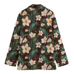 Tropical Frangipani Flower Print Women's Cotton Blazer