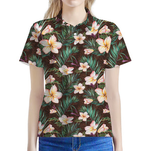 Tropical Frangipani Flower Print Women's Polo Shirt