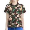 Tropical Frangipani Flower Print Women's Polo Shirt