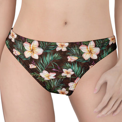 Tropical Frangipani Flower Print Women's Thong