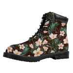 Tropical Frangipani Flower Print Work Boots