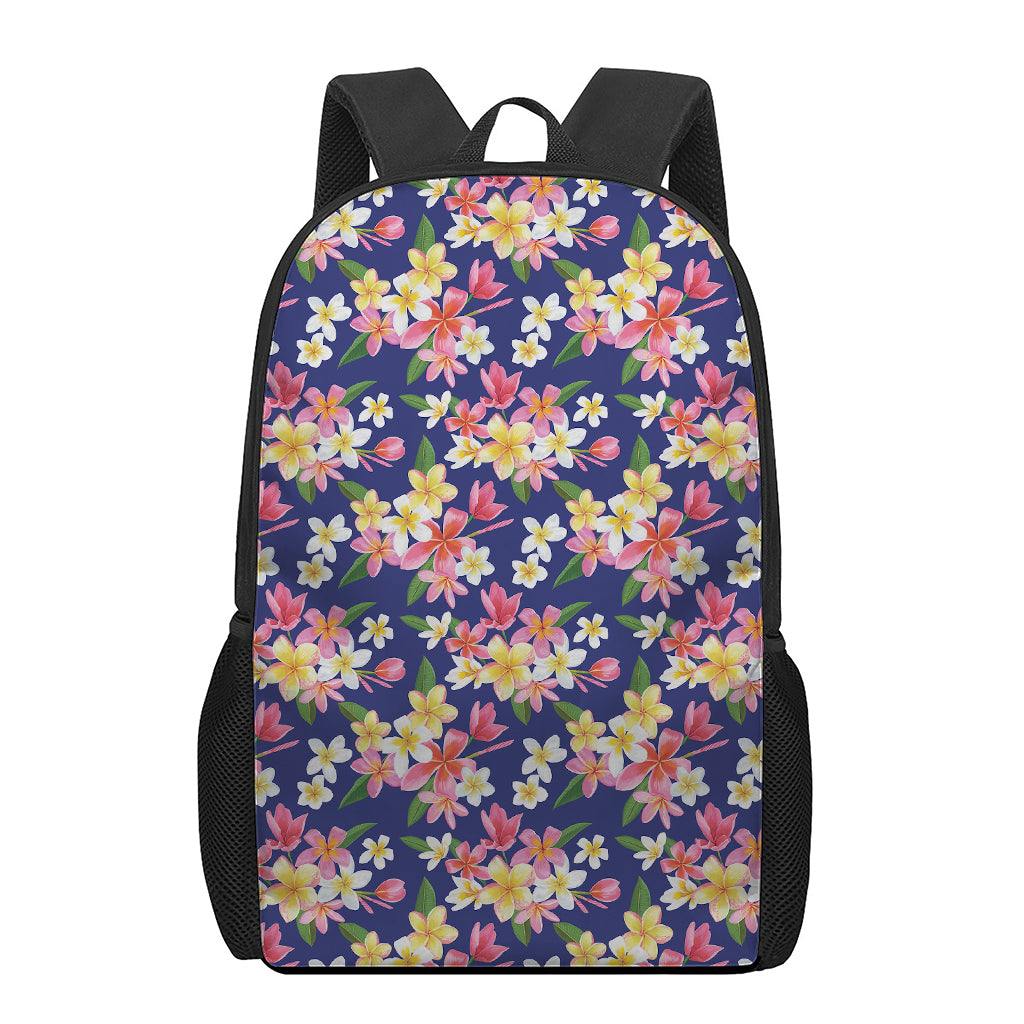 Tropical Frangipani Plumeria Print 17 Inch Backpack