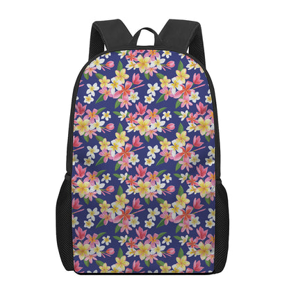 Tropical Frangipani Plumeria Print 17 Inch Backpack
