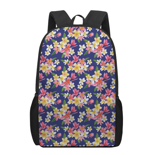 Tropical Frangipani Plumeria Print 17 Inch Backpack