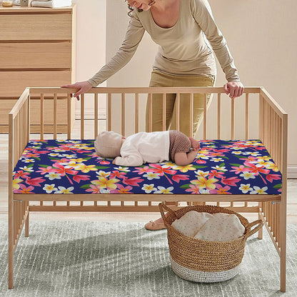 Tropical Frangipani Plumeria Print Baby Crib Sheet
