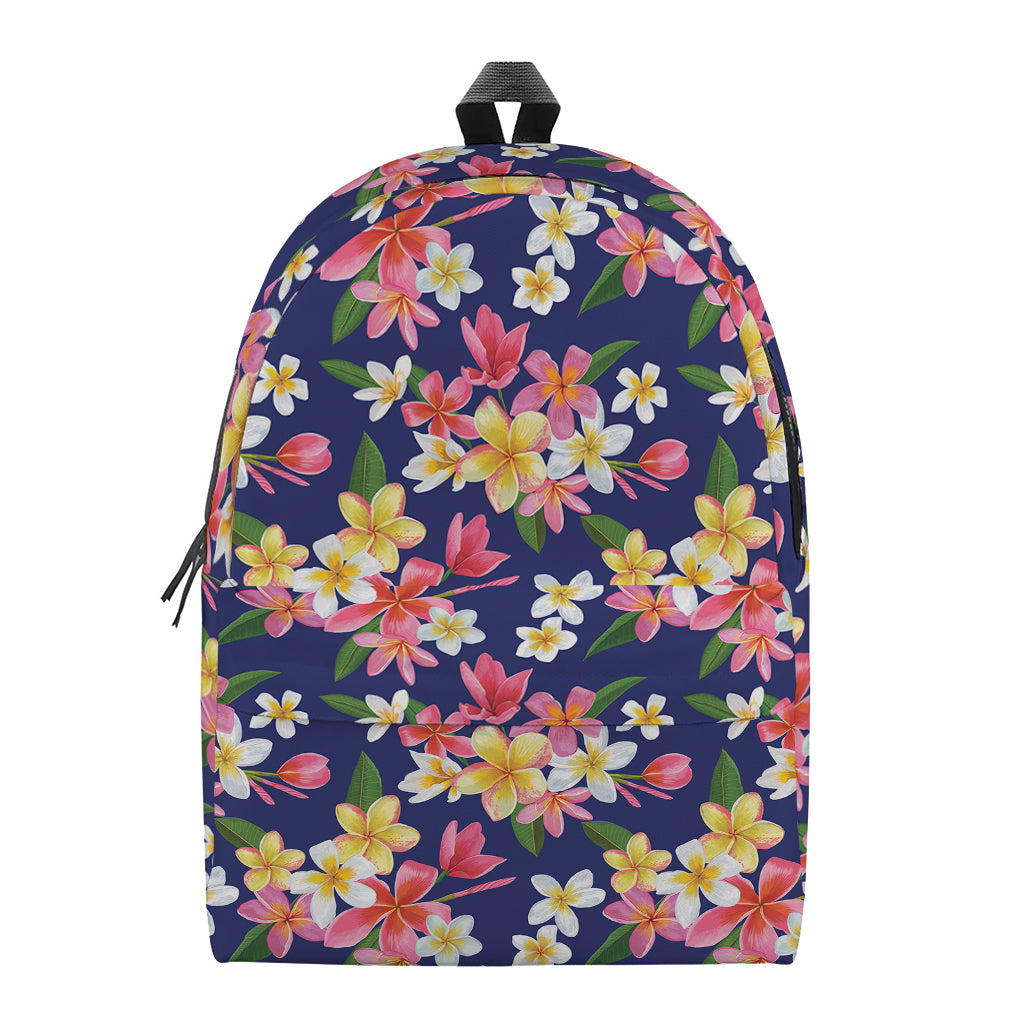 Tropical Frangipani Plumeria Print Backpack