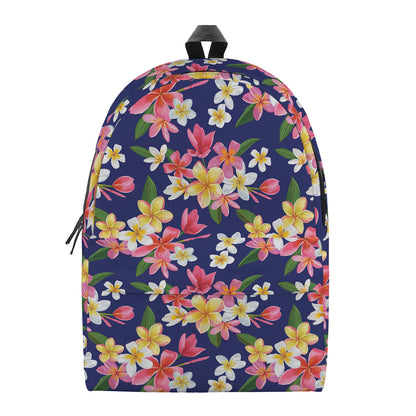 Tropical Frangipani Plumeria Print Backpack