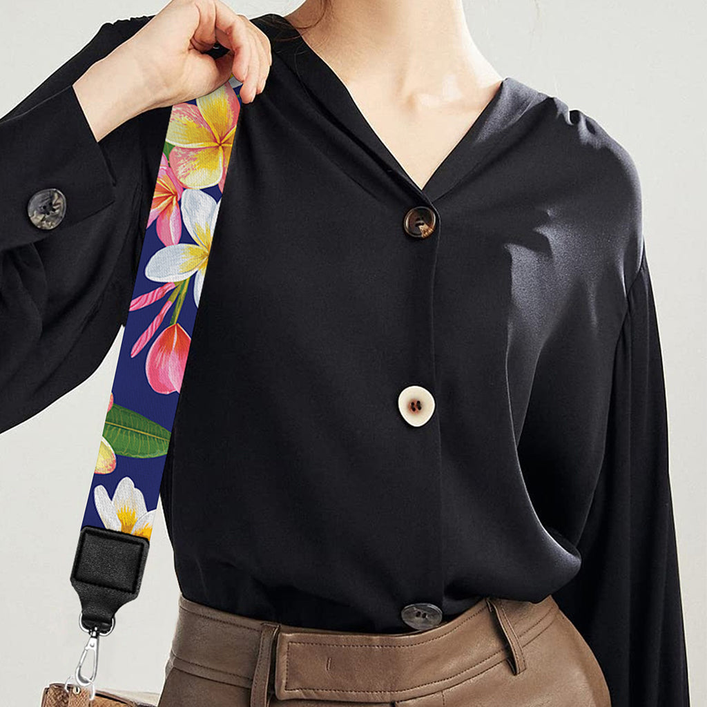 Tropical Frangipani Plumeria Print Bag Strap