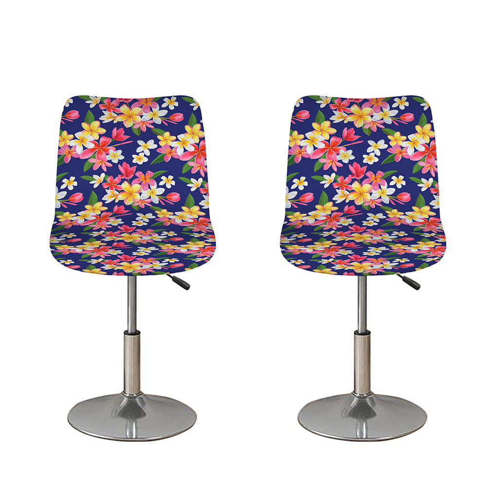 Tropical Frangipani Plumeria Print Bar Stool Covers