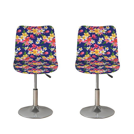 Tropical Frangipani Plumeria Print Bar Stool Covers