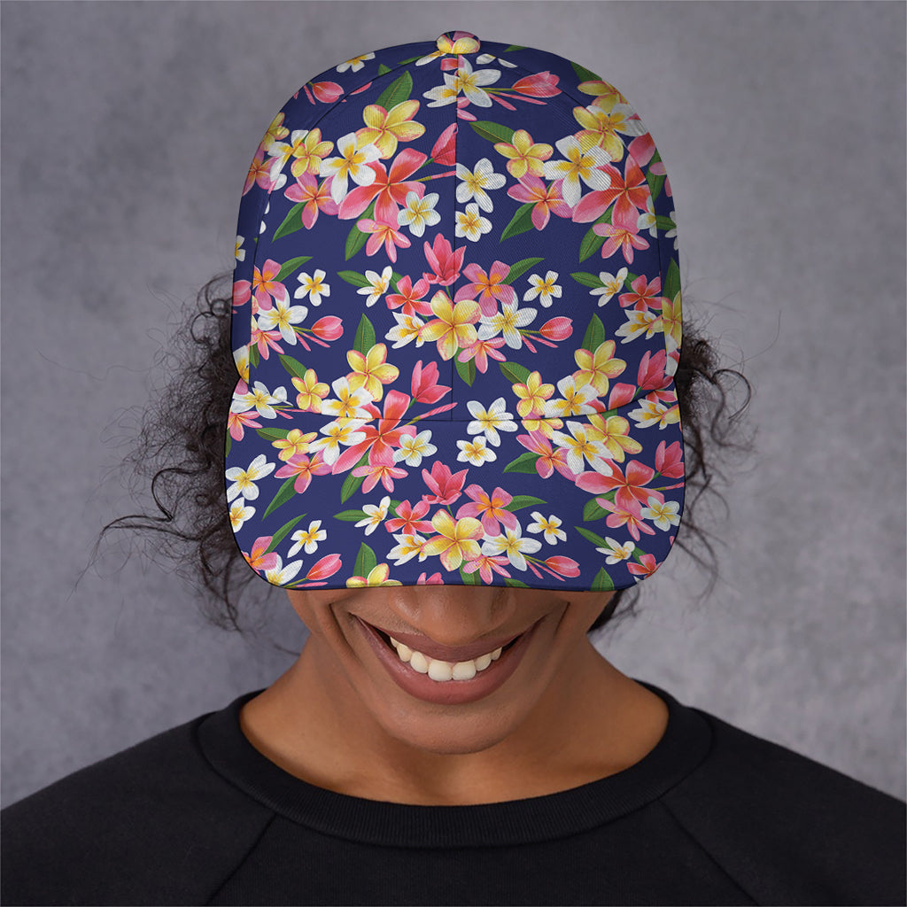 Tropical Frangipani Plumeria Print Baseball Cap