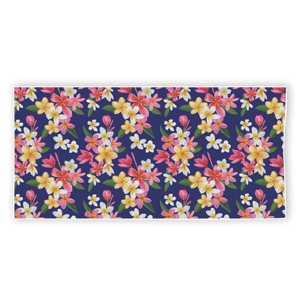 Tropical Frangipani Plumeria Print Beach Towel
