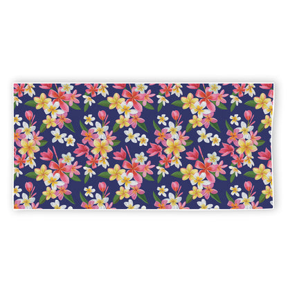 Tropical Frangipani Plumeria Print Beach Towel