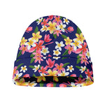 Tropical Frangipani Plumeria Print Beanie